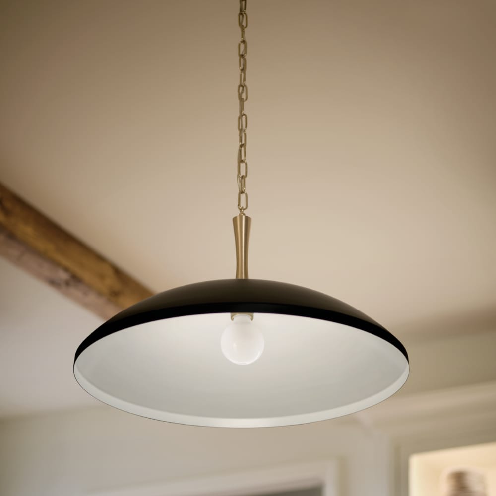 Kichler Delarosa 1 -Light Black Traditional Dome Medium Hanging Pendant light 5696849