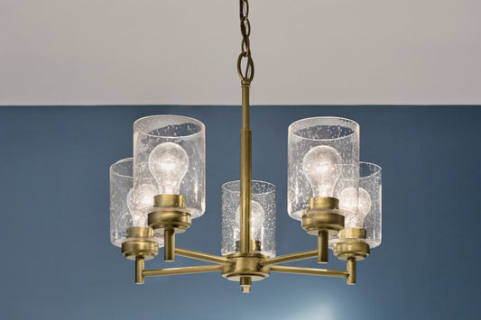 Kichler Winslow 5 -Light Gold Industrial For Use in Bedrooms, Dining Rooms, Foyers, Kitchens, Living Rooms Chandelier 5696766