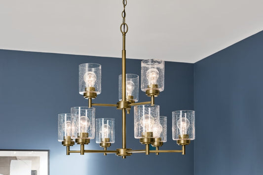 Kichler Winslow 9 -Light Gold Industrial For Use in Bedrooms, Dining Rooms, Foyers, Kitchens, Living Rooms Chandelier 5696763