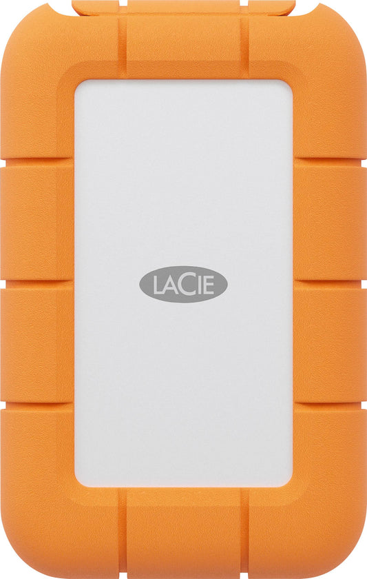 LaCie Rugged Mini SSD 2TB Solid State Drive - USB 3.2 Gen 2x2, speeds up to 2000MB/s (STMF2000400) - Silver and Orange