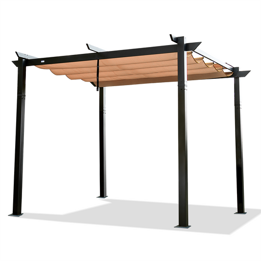 GZMR 10-ft x 10-ft Outdoor Retractable Pergola with Weather-Resistant Canopy Dark Gray with Soft Top Roof