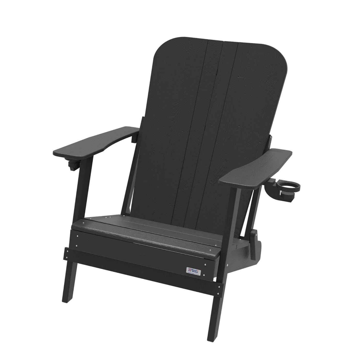 Direct Wicker Logan Stackable Black HDPE Frame Stationary Adirondack Chair with Slat Seat