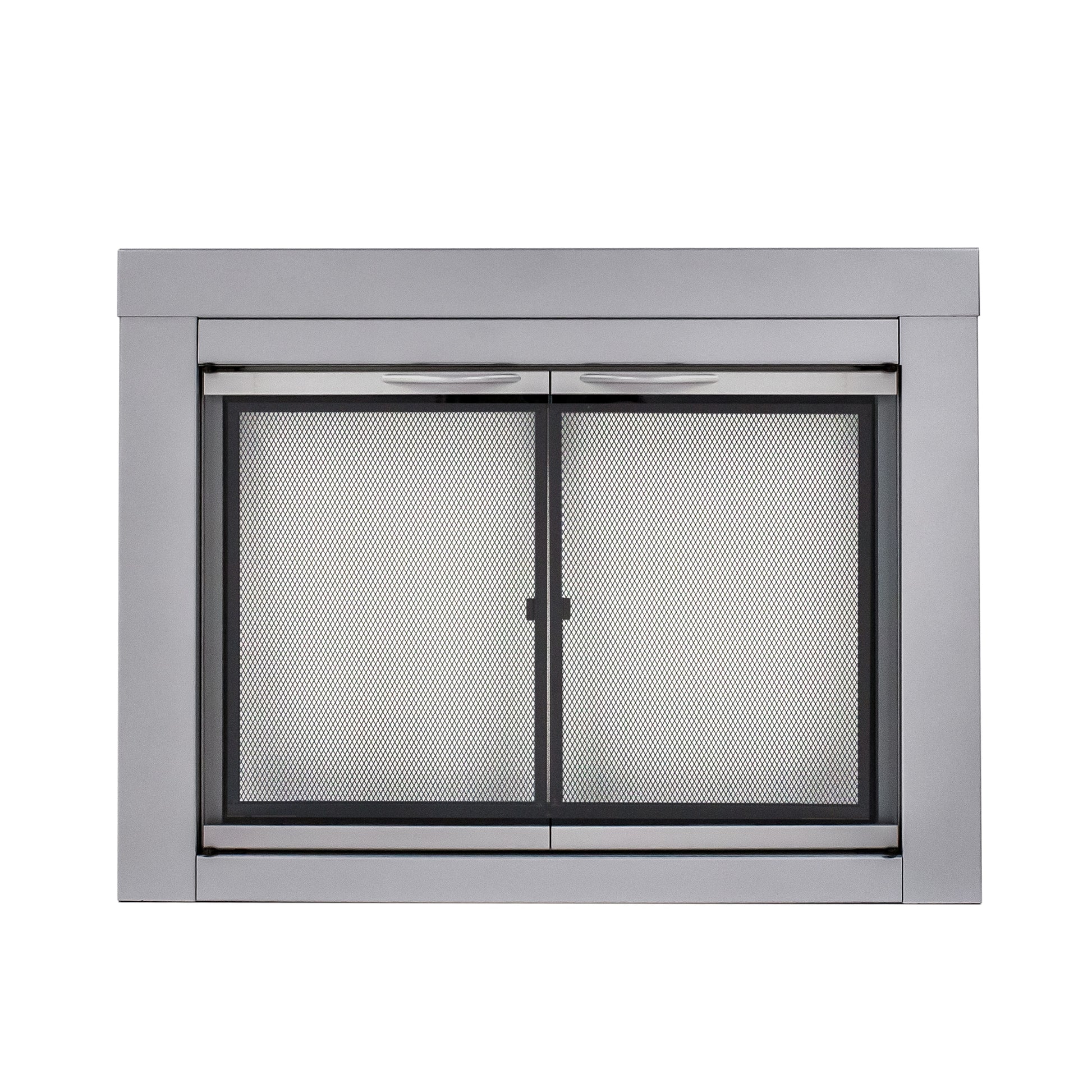 Pleasant Hearth Alpine Skyline Nickel Large Cabinet-style Fireplace Doors with Clear Tempered Glass AN-1012SN