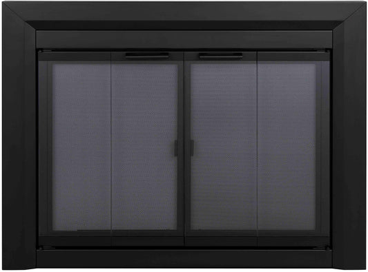Pleasant Hearth Clairmont Black 30-in to 37-in W x 25-1/2-in to 32-1/2-in H (Medium) Bifold Fireplace Doors with Tempered Smoke Glass