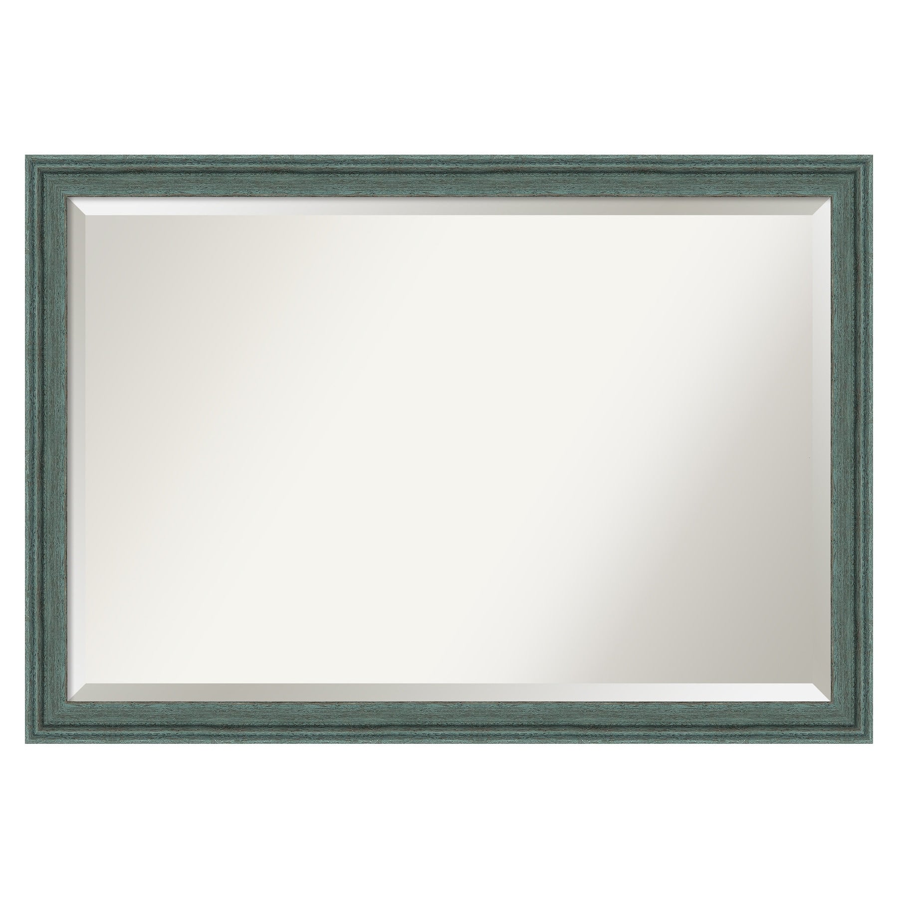 Amanti Art Upcycled Teal Grey Frame 39.5-in W x 27.5-in H Rectangle Salon Scoop Silver Framed Wall Mirror