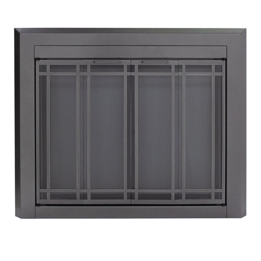 Pleasant Hearth Ellis Gunmetal Small Bifold Fireplace Doors with Smoke Tempered Glass EL-5300GM
