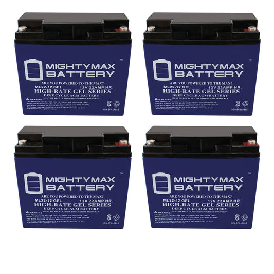Mighty Max Battery 12V 22AH GEL Replaces 20Ah Kung Long WP20-12 Rechargeable Sealed GEL 12220 Backup power Batteries 4 -Pack
