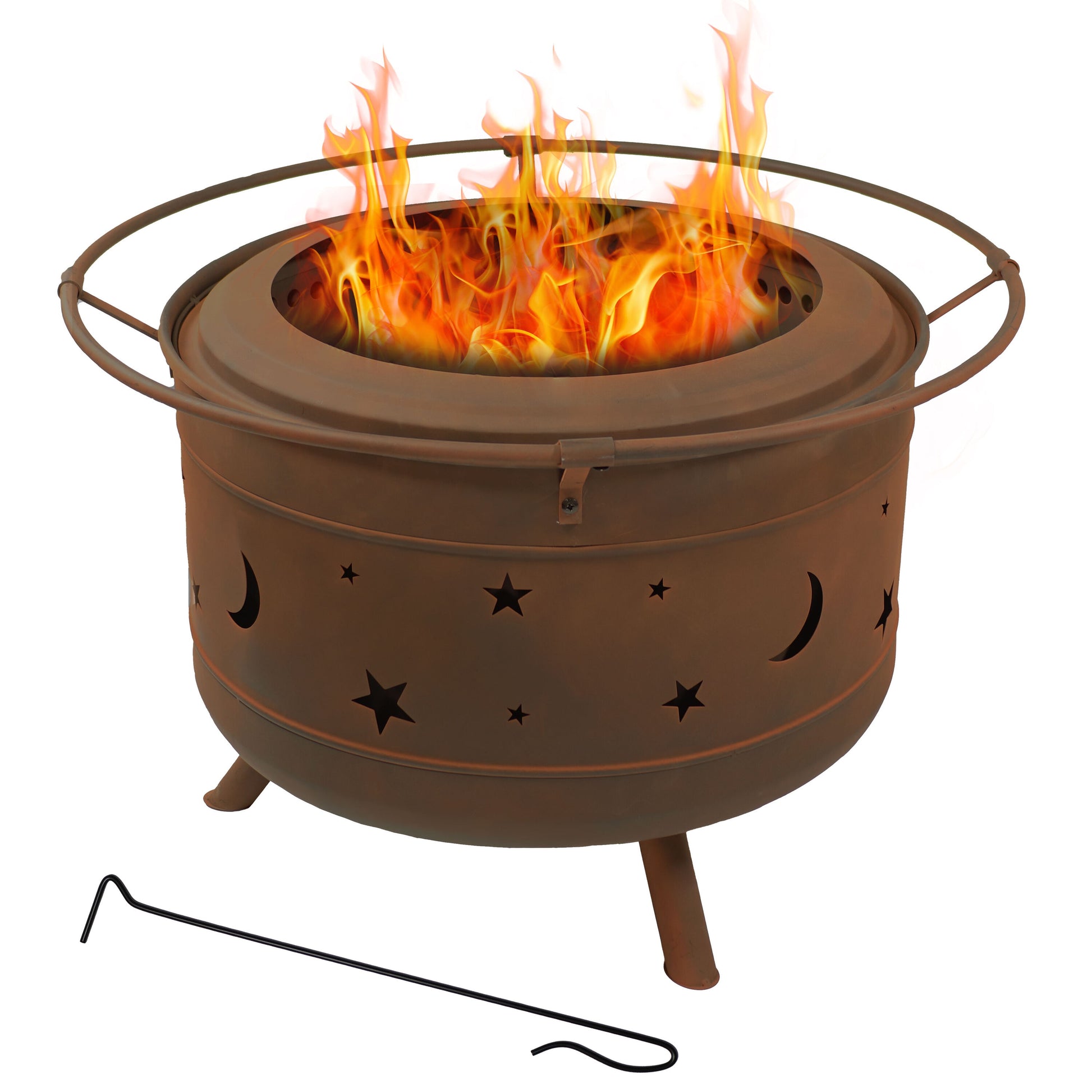 Sunnydaze Decor 30-in W Steel Round Portable Wood-Burning Fire Pit