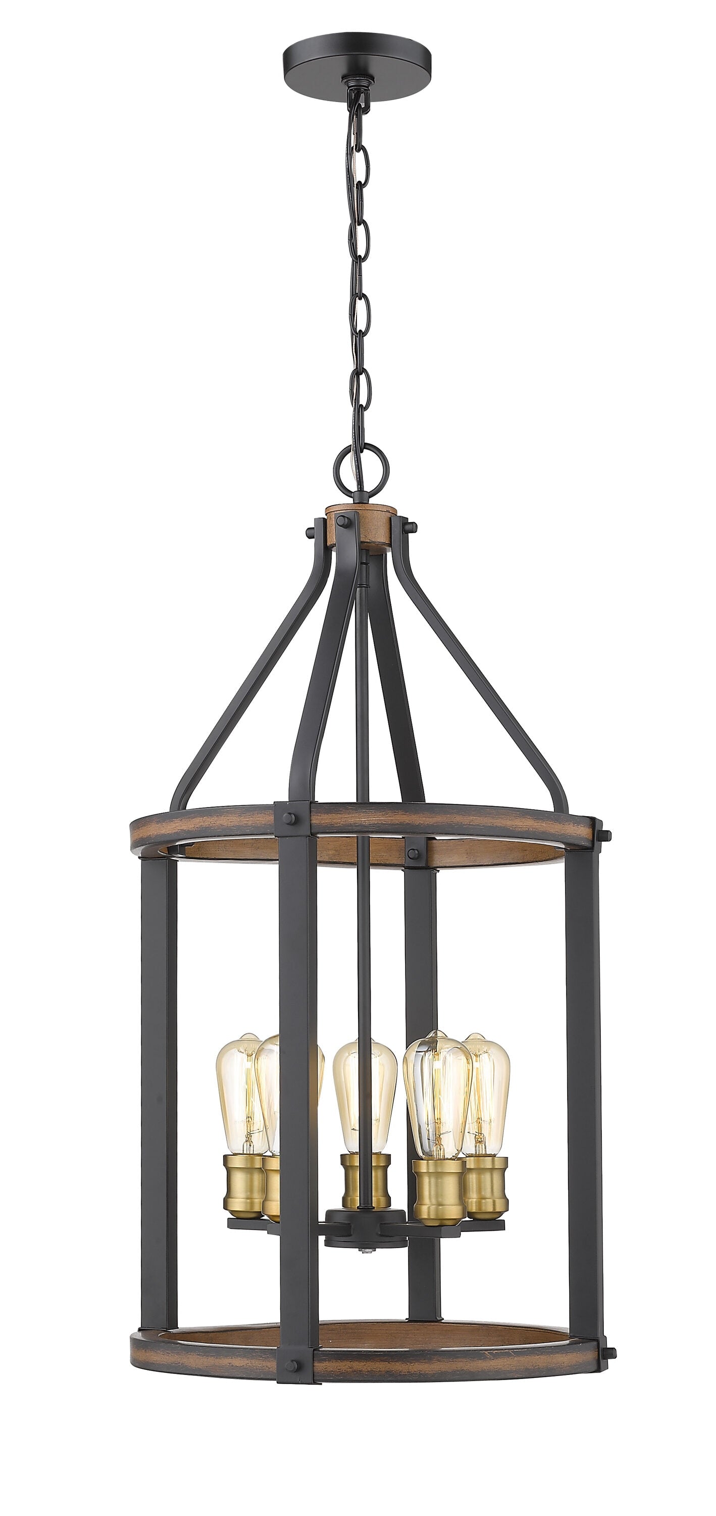 Z-Lite Kirkland 5 -Light Rustic Mahogany Modern/contemporary Drum Medium Hanging Pendant Light