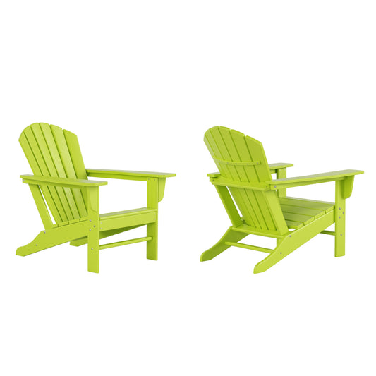 Westin Furniture Altura Set of 2 Lime HDPE Frame Stationary Adirondack Chair with Slat Seat