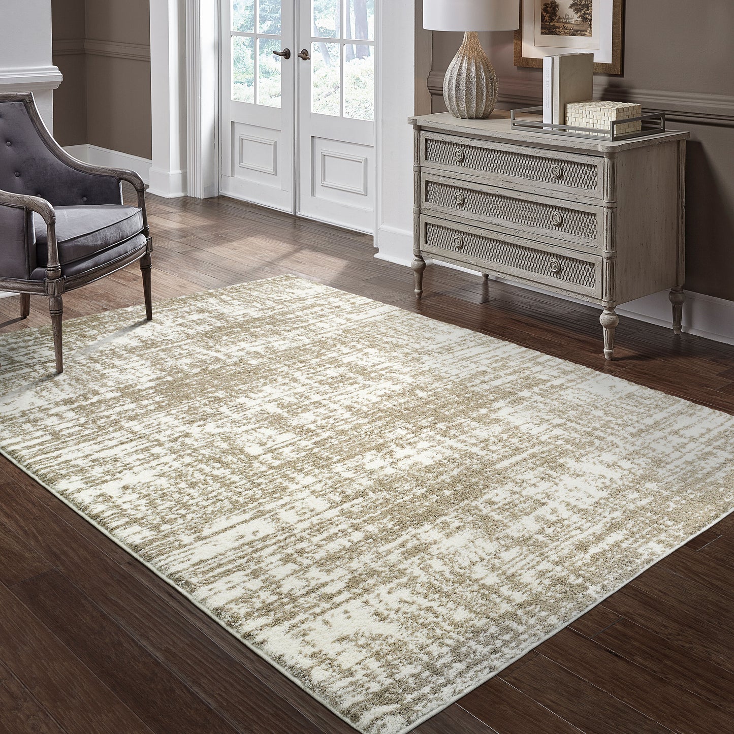 Archer Lane Greenwell 8 x 10 (ft) Loomed Polyester Caramel Rectangular Indoor Abstract Industrial Spot Clean Only Pet Friendly Area rug