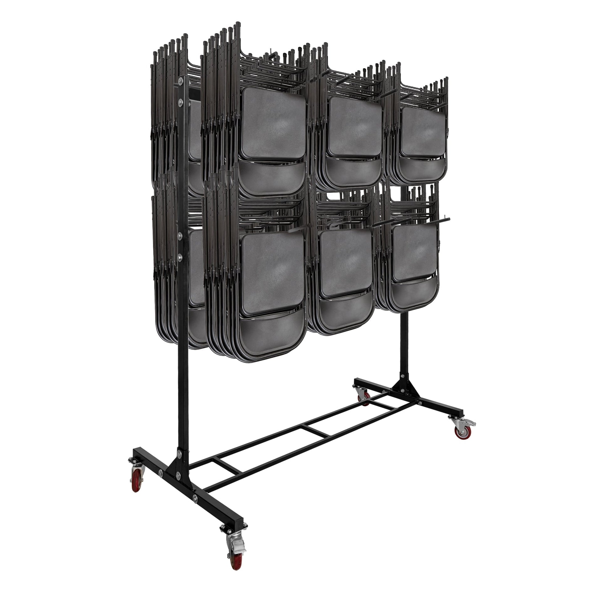 AdirOffice Heavy-Duty Folding Chair Carrier Cart, 1000 lbs. Weight Capacity, Steel Construction, 4 Locking Wheels, Black 690-03