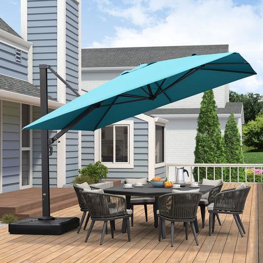 PURPLE LEAF 11-ft Aluminum Blue Crank Cantilever Patio Umbrella