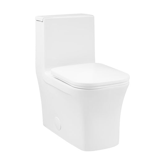 Swiss Madison Bastille Glossy White Square Standard height 12-in Rough-In 1.28 GPF Smart Compatible Soft Close 1-piece Toilet