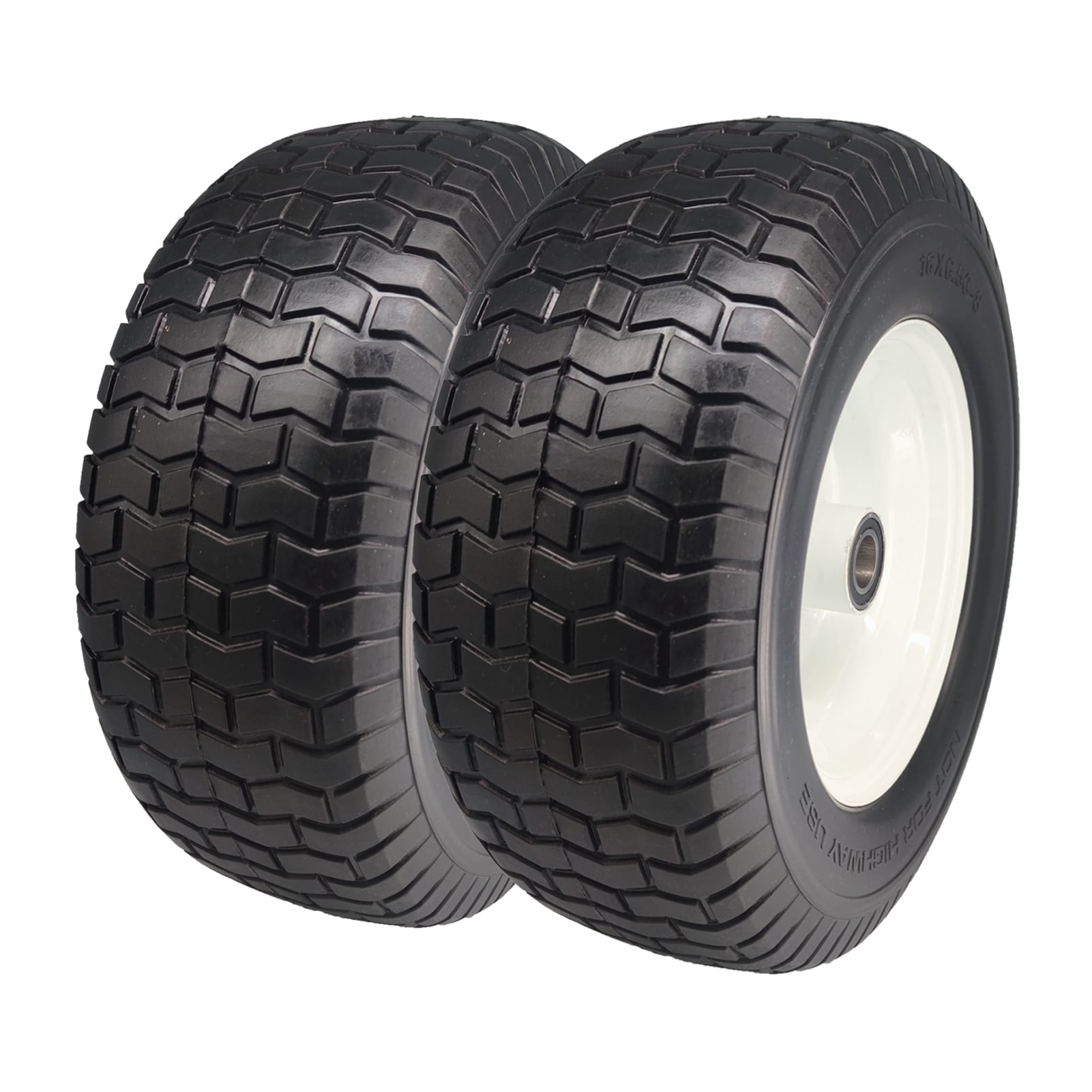 Ogracwheel Flat Free 16x6.50-8 Lawn and Garden Tire with 1-in Bearings, 3-in Center Hub(set Of 2) FFS-067