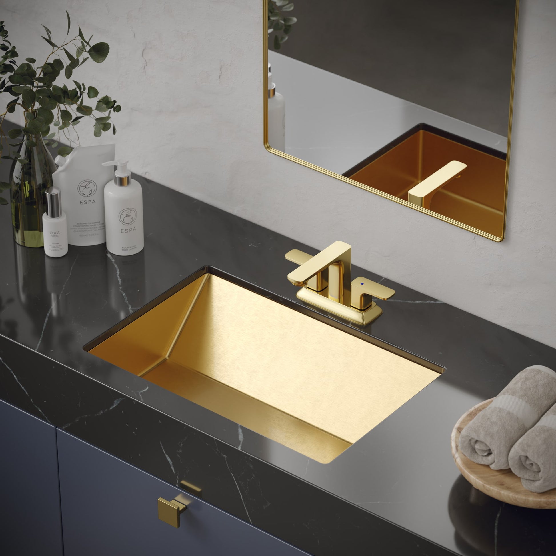 Karran Stainless Steel 15.75-in Undermount Rectangular Traditional Gold Bathroom Sink with Drain Included