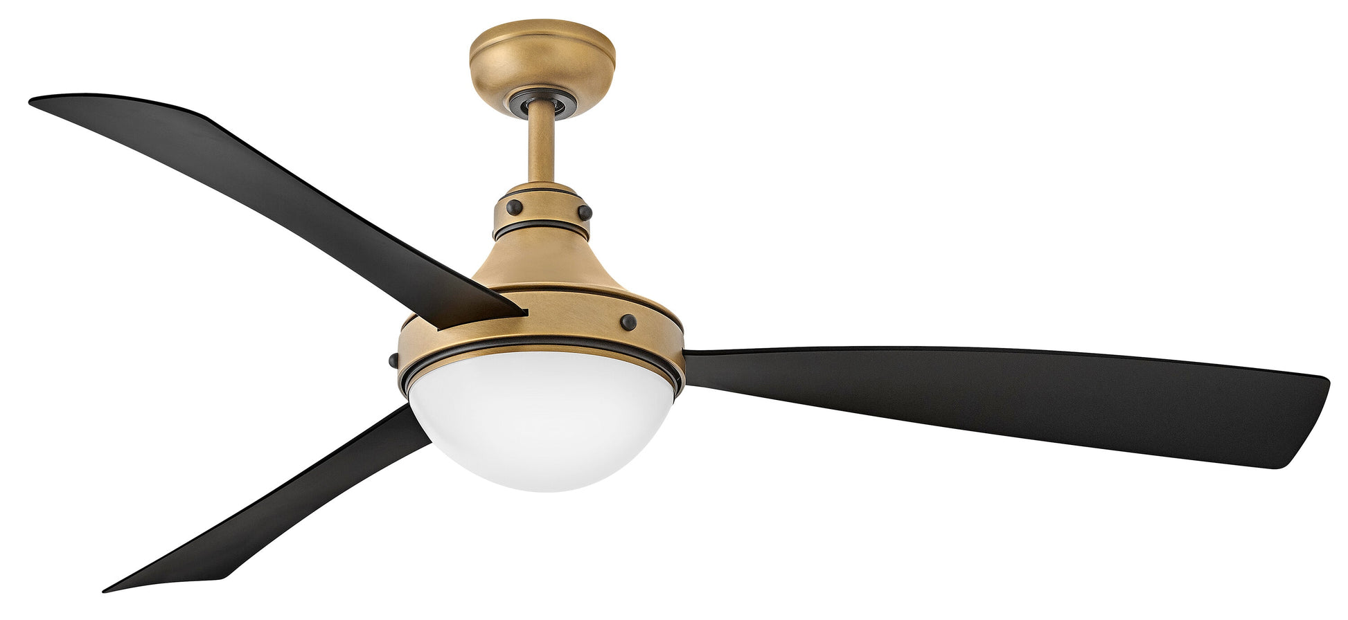 Hinkley Oliver 62-in Integrated LED Outdoor Smart Heritage Brass with Matte Black Blades Ceiling Fan With Light - Remote Included ( 3 -Blade ) 6249273