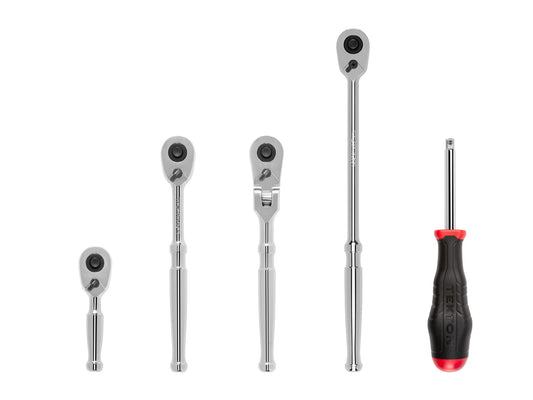 TEKTON 1/4 Inch Drive Quick-Release Ratchet and Spinner Handle Set (5-Piece) SDR99007