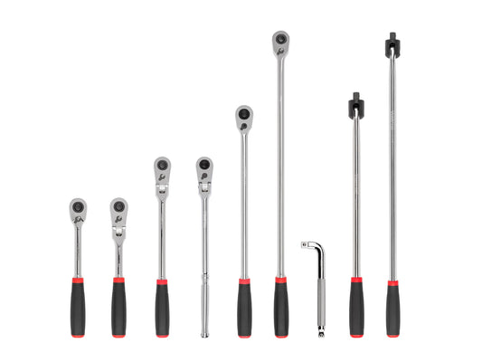 TEKTON 1/2 Inch Drive Quick-Release Comfort Grip Ratchet, L-Handle, and Breaker Bar Set (9-Piece) SDR99202