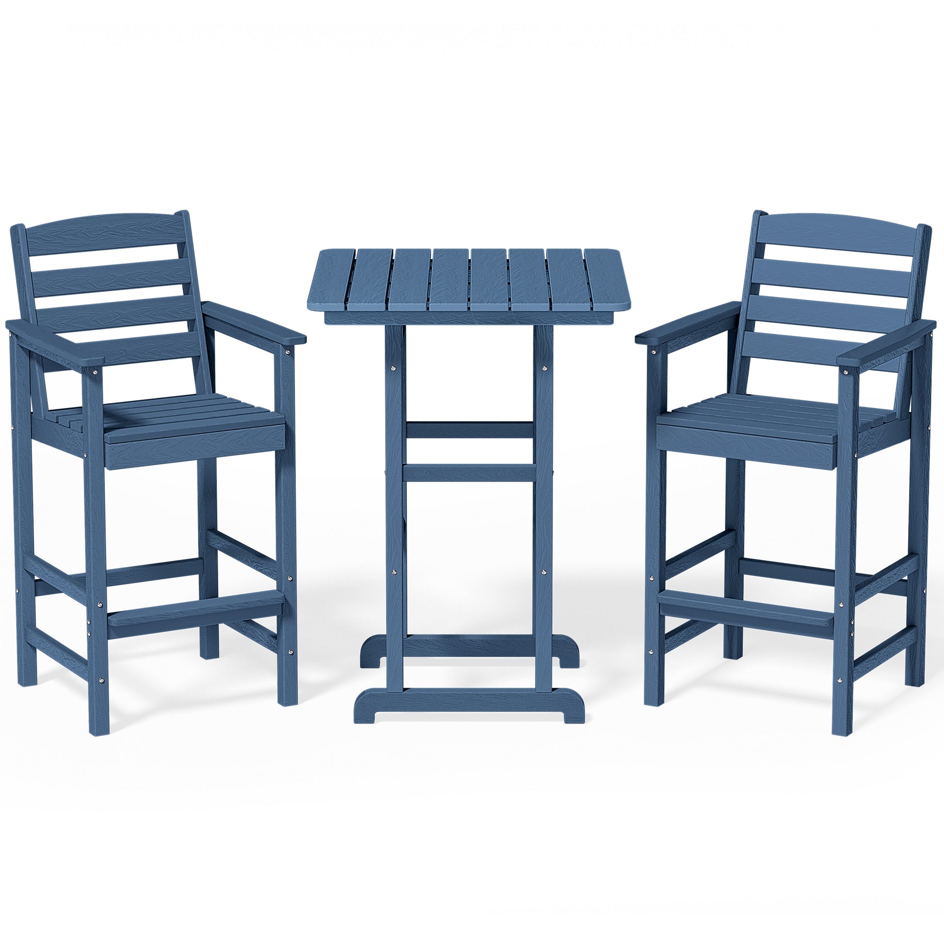JEAREY 3-Piece Adirondack Minimalist High Bar Stool Set, 3 -Piece Patio Conversation Set