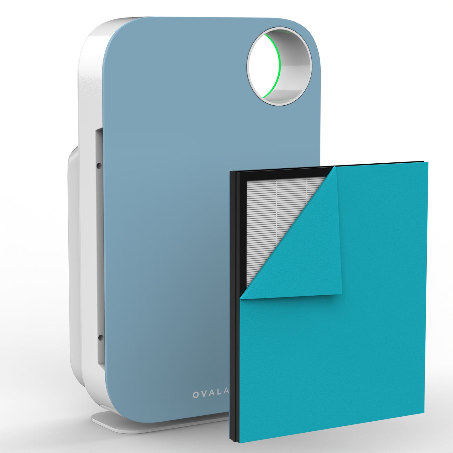 OVAL AIR 3-Speed Ionic Crescent Beach Blue True HEPA Air Purifier (Covers, 600-sq ft) AIR1000F