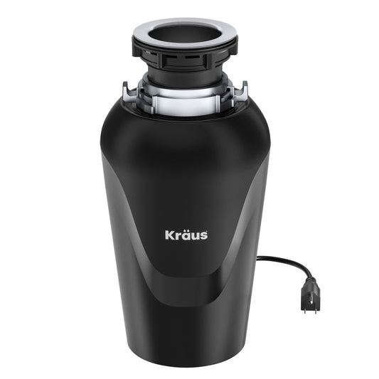 Kraus WasteGuard Continuous Feed 3/4-HP Septic Safe Corded Garbage Disposal with Noise Insulation KWD100-75MBL