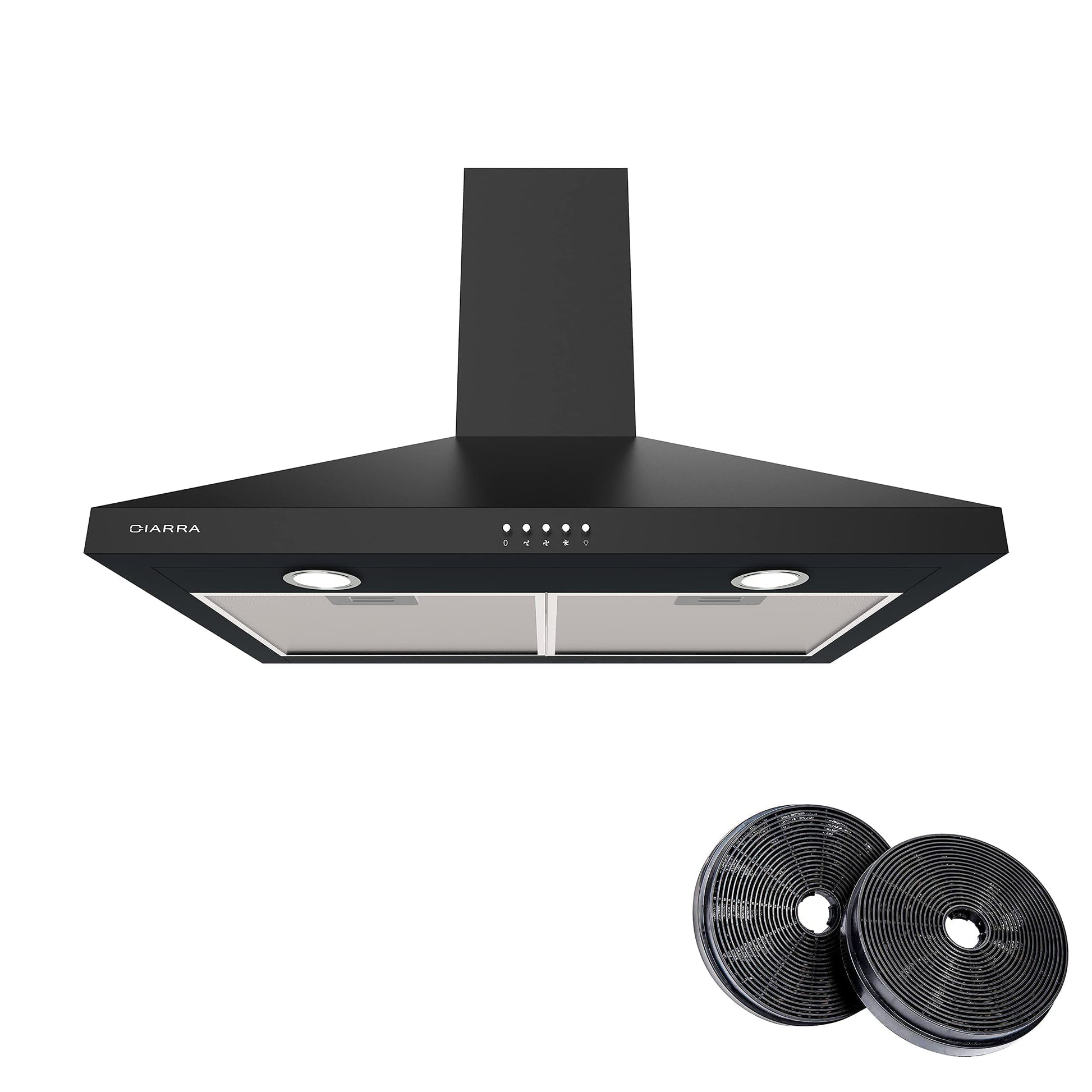 Jeremy Cass 30 inch Ducted 450-CFM Black Wall-Mounted Range Hood with Charcoal Filter