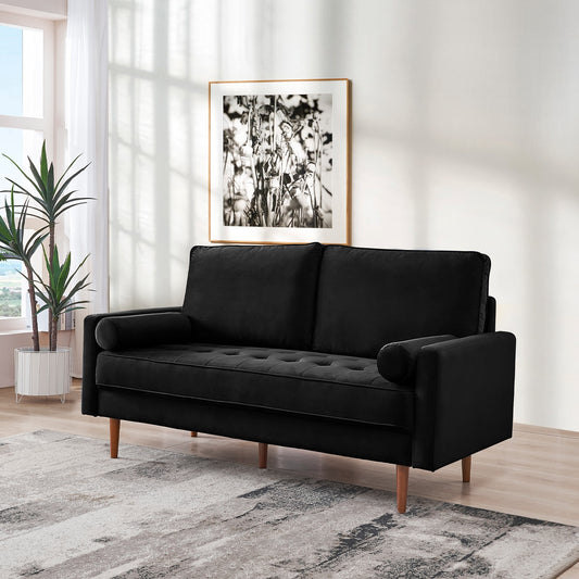 A Furniture Classics 69-in W Casual Black Velvet Sofa with Slipcover
