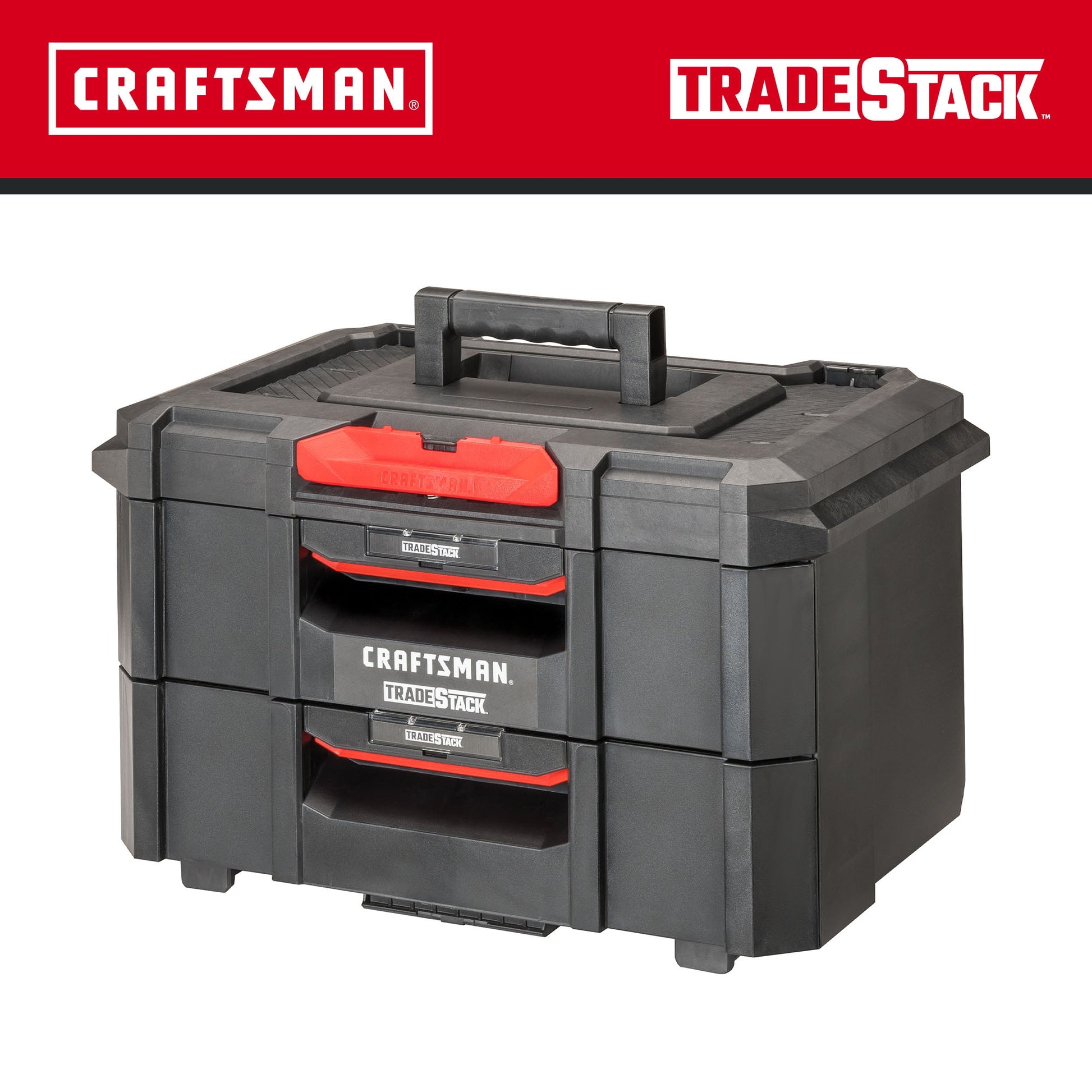 CRAFTSMAN TRADESTACK System 21.45-in W x 12.79-in H x 13.85-in D 2-Drawer Black Structural Foam Tool Box CMST21404