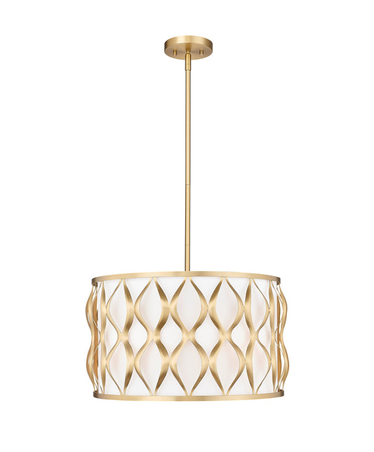 Z-Lite Harden 5 -Light Modern Gold Modern/contemporary Fabric Drum Medium Indoor Hanging Pendant Light