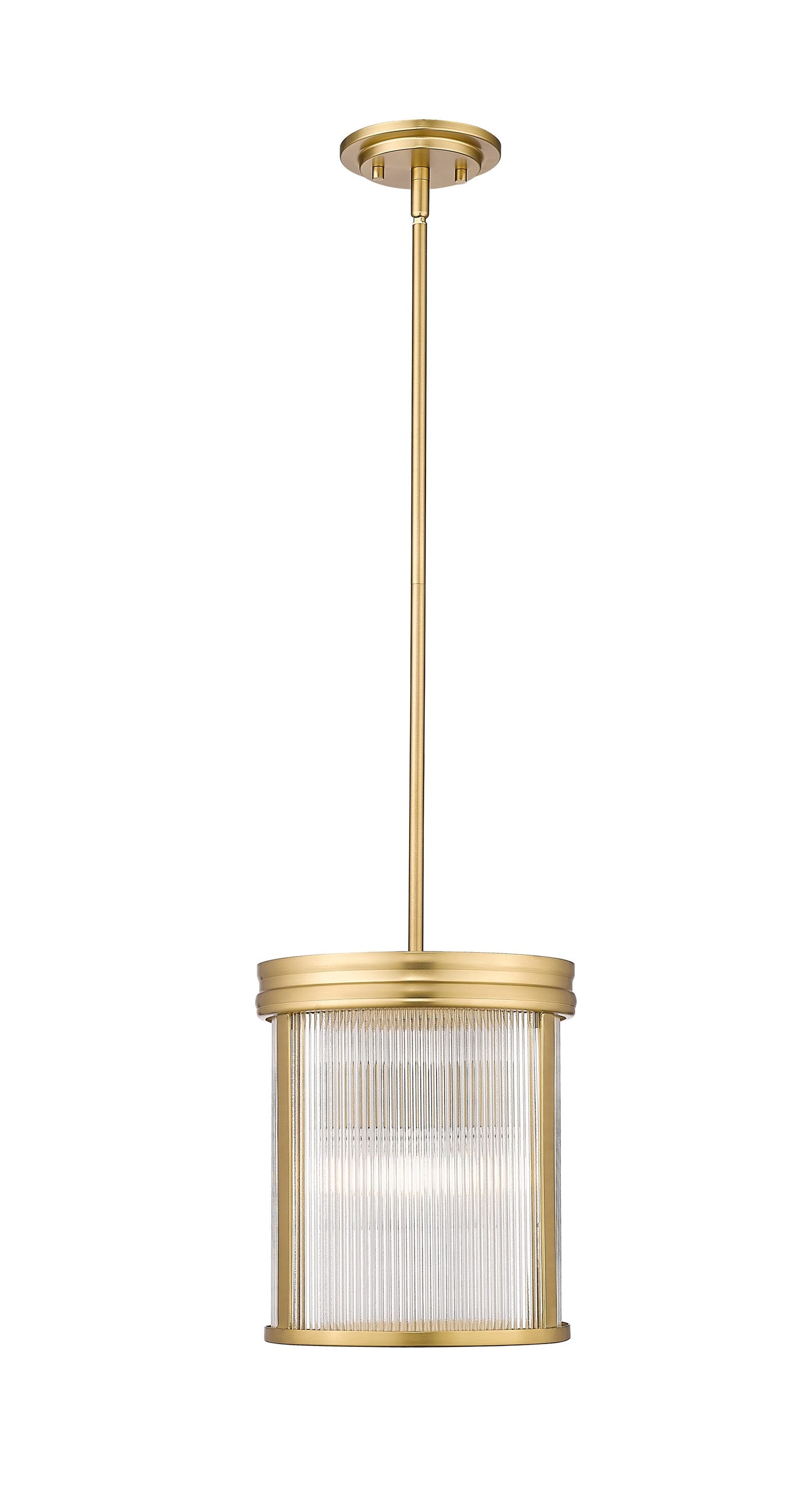 Z-Lite Carnaby 3 -Light Modern Gold Transitional Clear glass Glass Drum Small Indoor Hanging Pendant Light