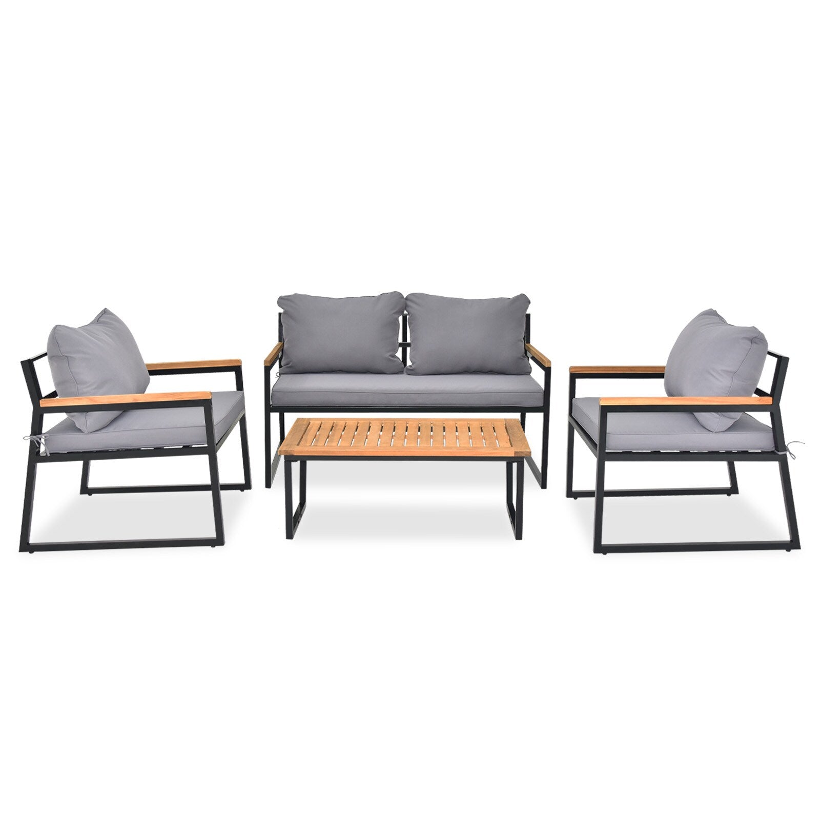 Winado 4 -Piece Patio Conversation Set with Gray Cushions