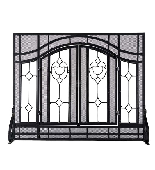 Evergreen Black Medium Cabinet-style Fireplace Doors with Clear Tempered Glass 10285 BK