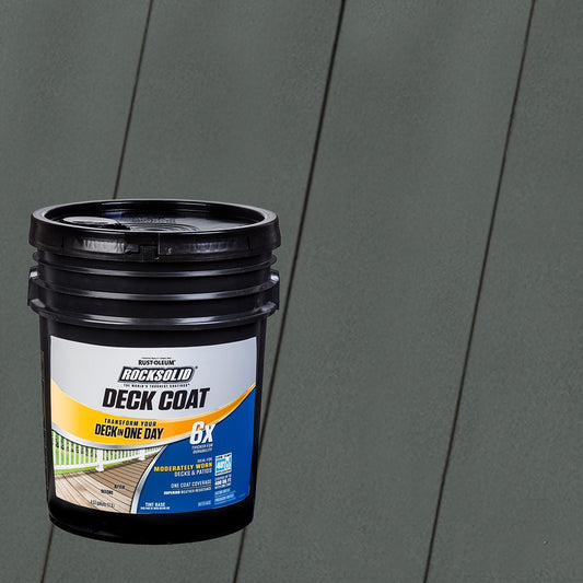 Rust-Oleum RockSolid 6X Deck Coat Pre-Tinted Pewter Solid Exterior Wood Stain and Sealer in One ( 5-gallon )