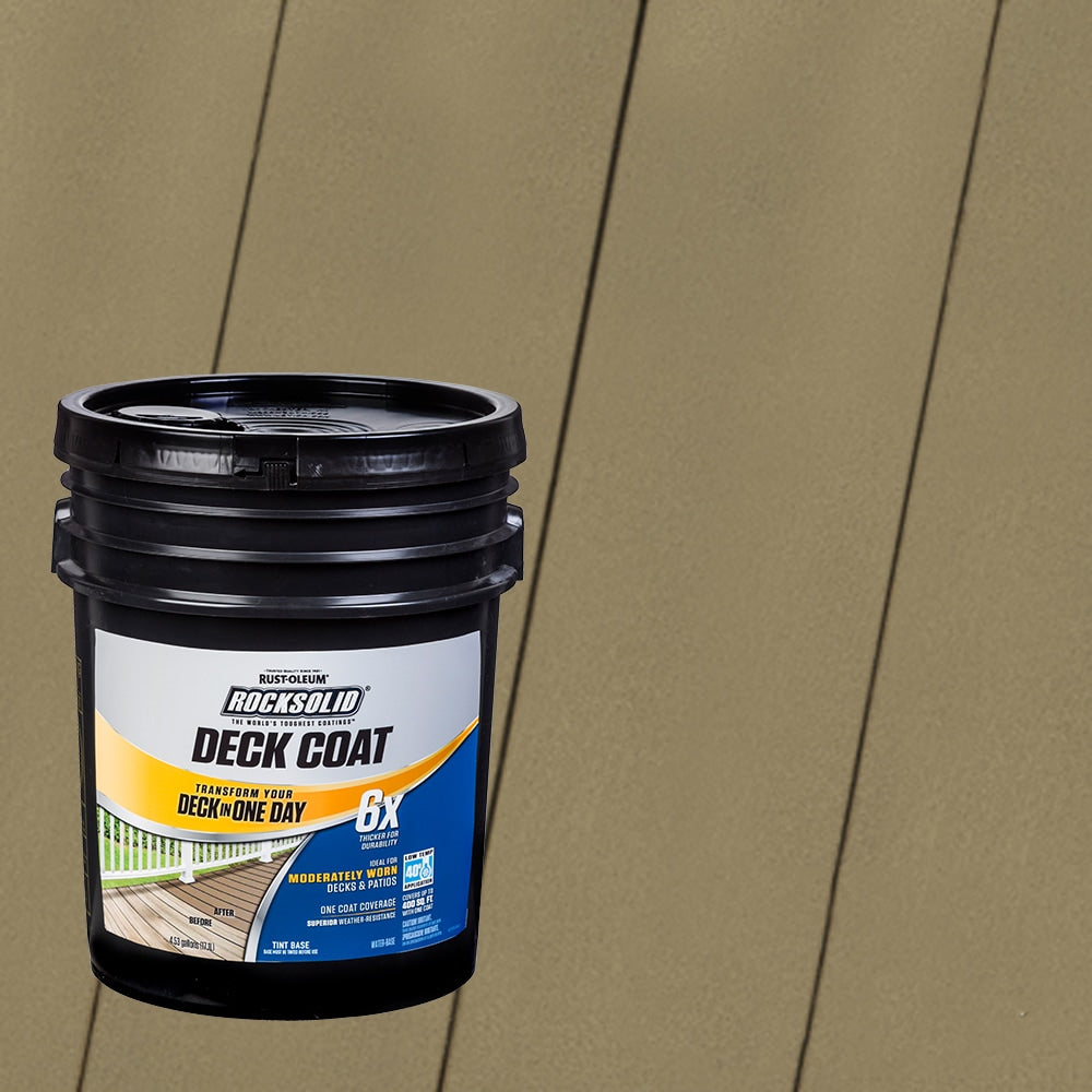 Rust-Oleum RockSolid 6X Deck Coat Pre-Tinted River Rock Solid Exterior Wood Stain and Sealer in One ( 5-gallon )