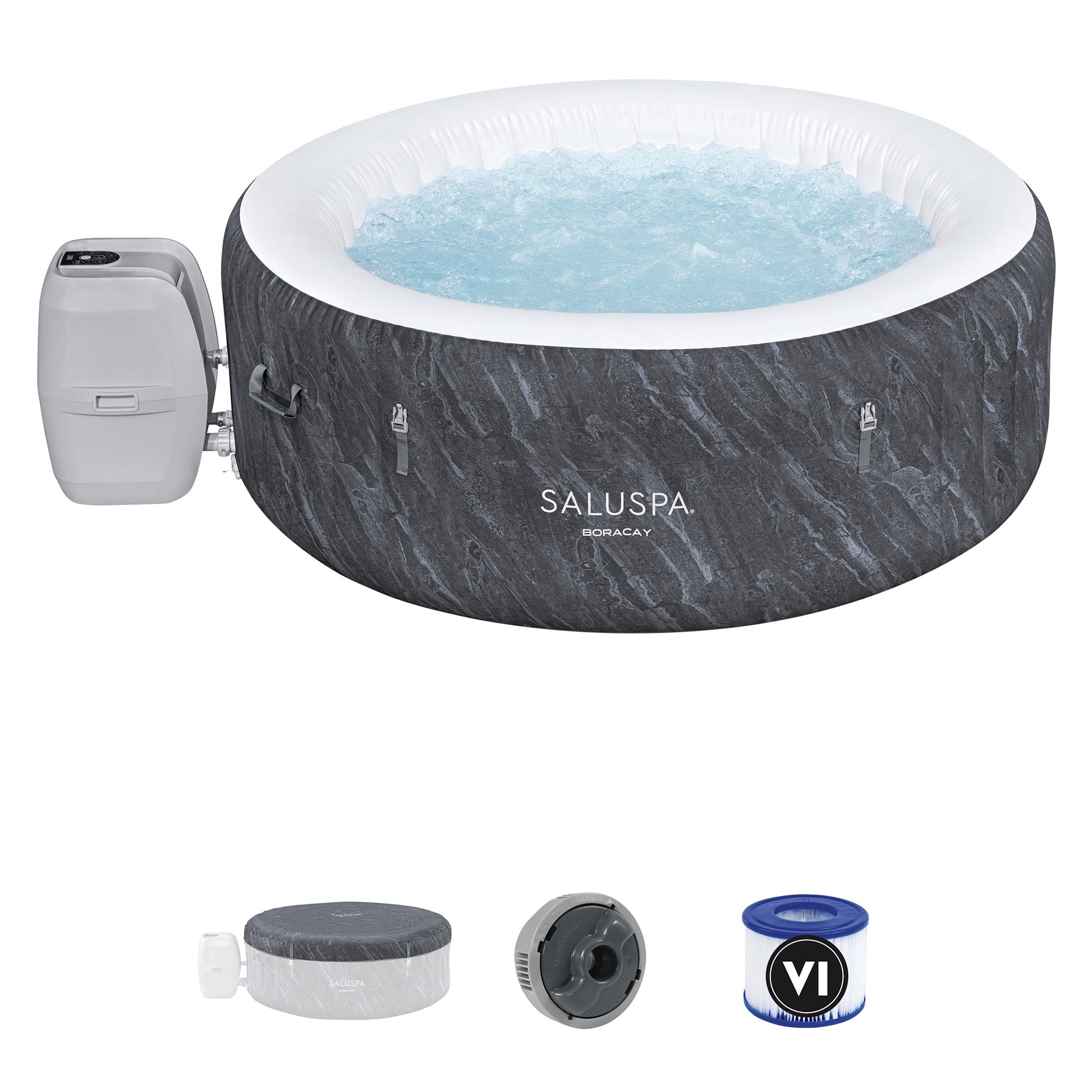 SaluSpa 120 Jet 4 -Person Inflatable Round Hot Tub (Cover Included)