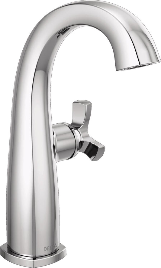 Delta Stryke Lumicoat Chrome Single hole 1-handle WaterSense Mid-arc Residential Handle Bathroom Sink Faucet