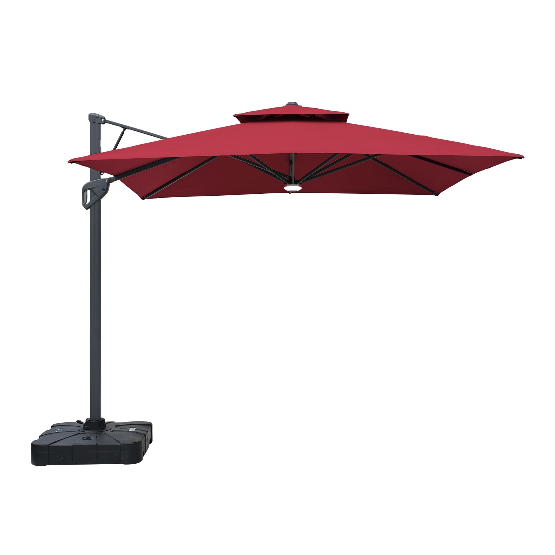 Sumyeg 10-ft Aluminum Red Cantilever Patio Umbrella with Lights