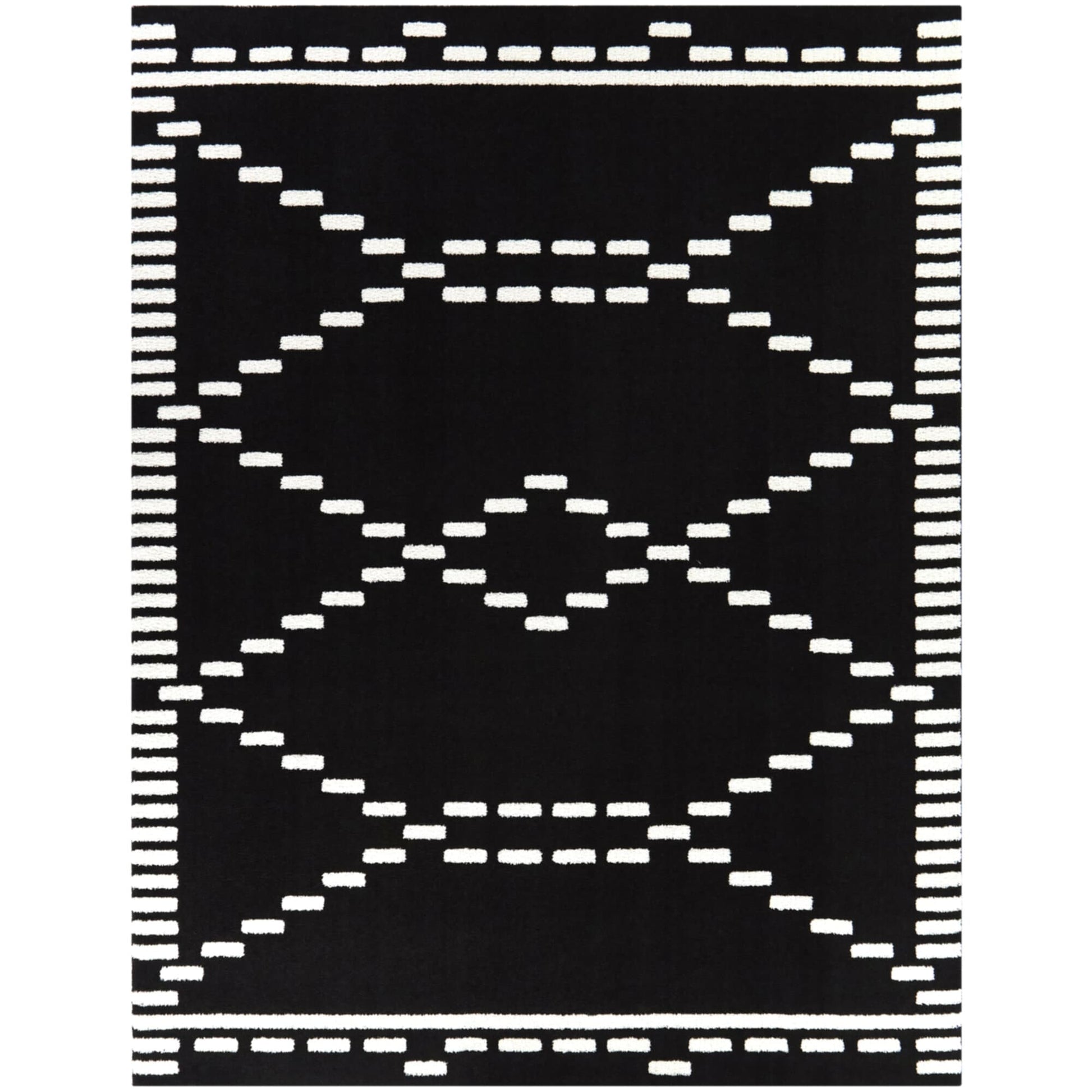 Balta 8 x 10 (ft) Loomed Polyester Black Rectangular Indoor Geometric Spot Clean Only Pet Friendly Area rug