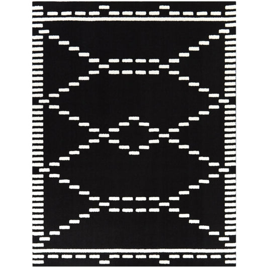 Balta 8 x 10 (ft) Loomed Polyester Black Rectangular Indoor Geometric Spot Clean Only Pet Friendly Area rug