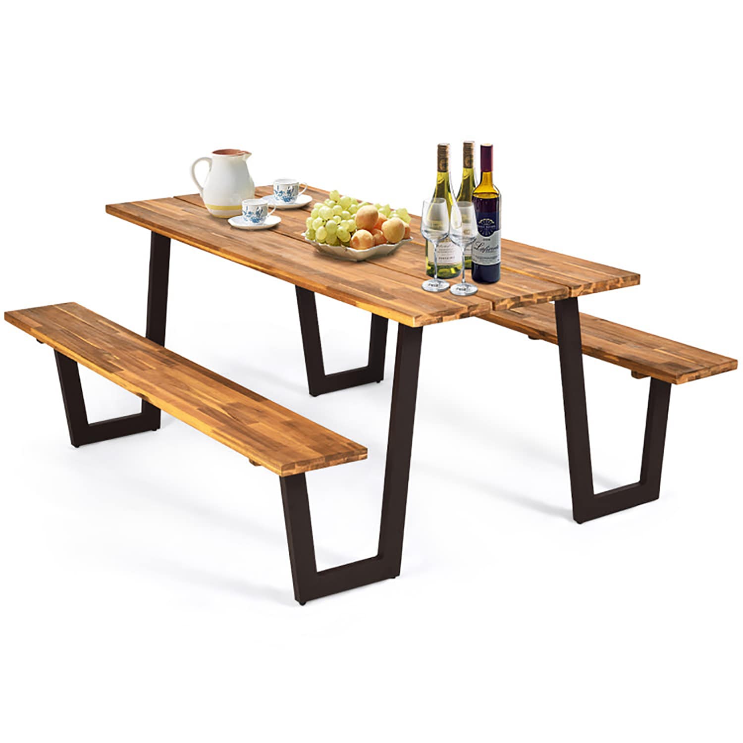 GZMR 30-in Brown wood Rectangle Picnic Table