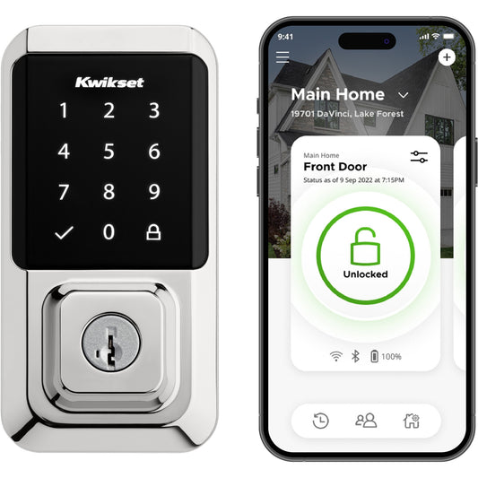Kwikset Halo Touchscreen Polished Chrome Smart Lock Electronic Deadbolt with Wifi Smartkey Touchscreen Keypad 939 WIFI TSCR 26