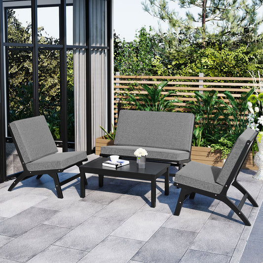 ModernLuxe 4 -Piece Patio Conversation Set with Gray Cushions