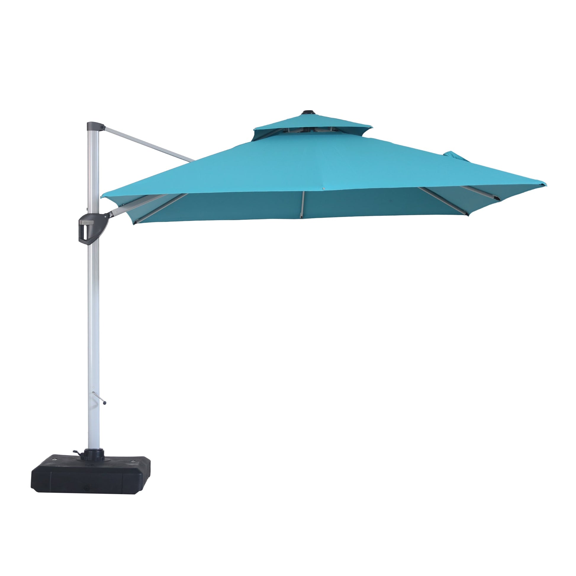 Clihome 10-ft Aluminum Blue Crank Cantilever Patio Umbrella with Base