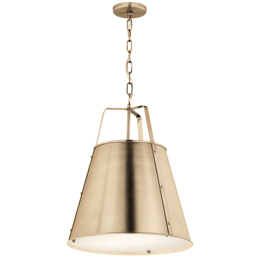 Kichler Etcher 2 -Light Champagne Bronze Traditional Etched glass Cone Medium Hanging Pendant light 6297730