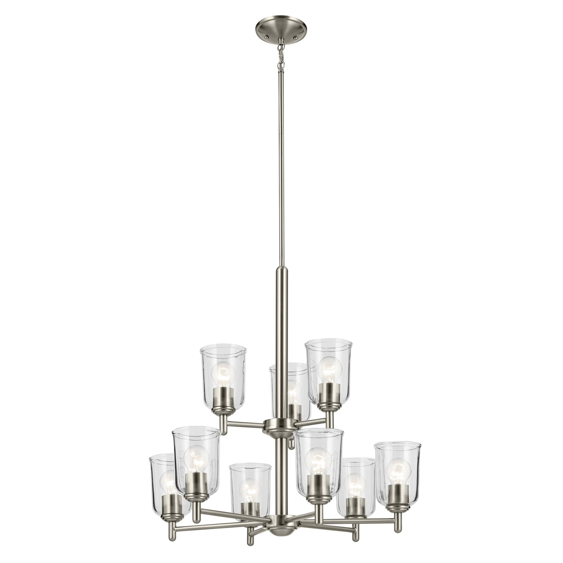Kichler Shailene 9 -Light Brushed Nickel Traditional For Use in Bedrooms, Dining Rooms, Foyers, Kitchens, Living Rooms Chandelier 6297510