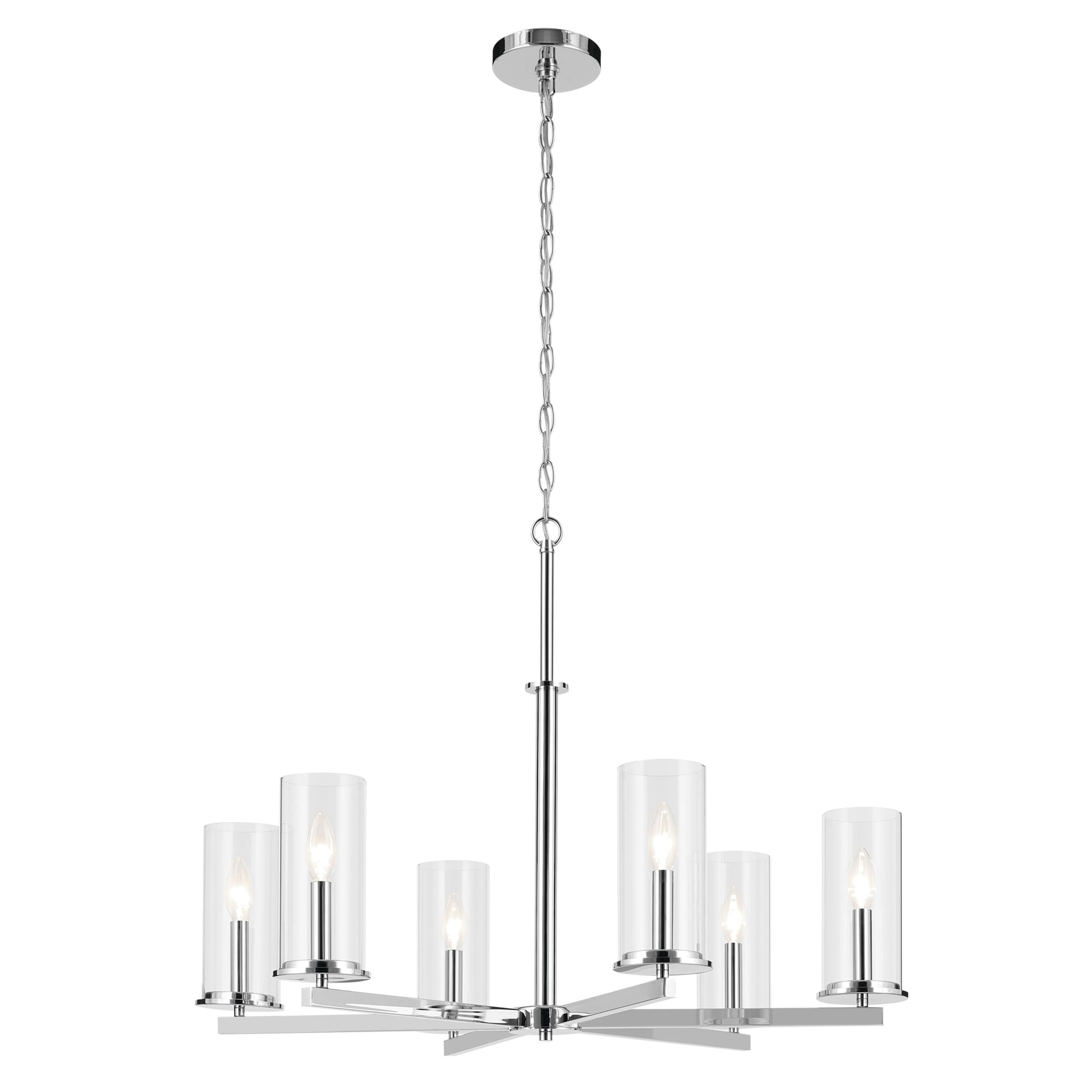 Kichler Crosby 6 -Light Chrome Modern/contemporary For Use in Bedrooms, Dining Rooms, Foyers, Kitchens, Living Rooms Chandelier 6297563