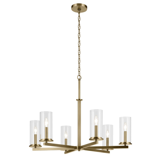 Kichler Crosby 6 -Light Gold Modern/contemporary For Use in Bedrooms, Dining Rooms, Foyers, Kitchens, Living Rooms Chandelier 6297565