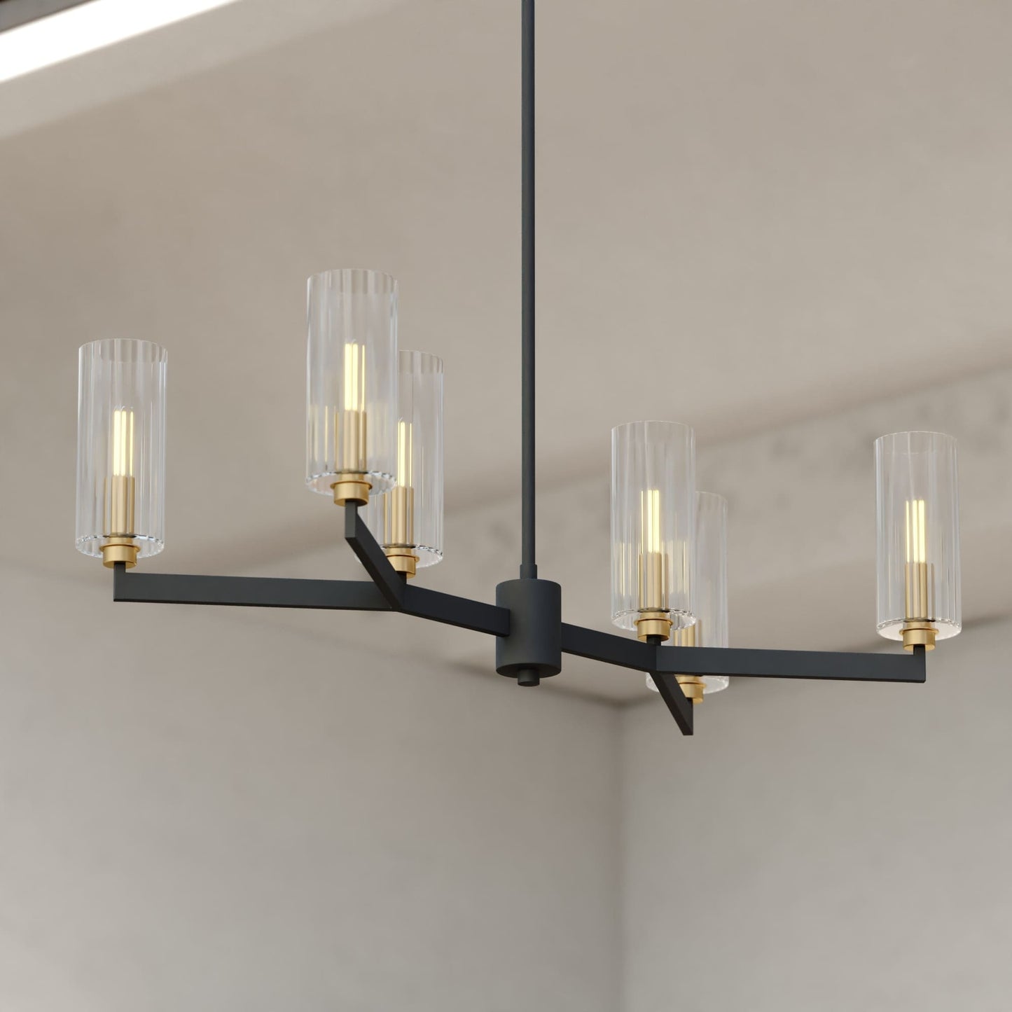 Cascadia Claremont 6 -Light Matte Black Indoor Glass Metal Chandelier