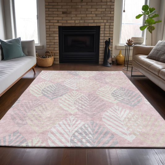 Addison Rugs Chantille ACN744PI 9 x 12 (ft) Polyester Pink Rectangular Indoor/Outdoor Geometric Machine washable Area rug